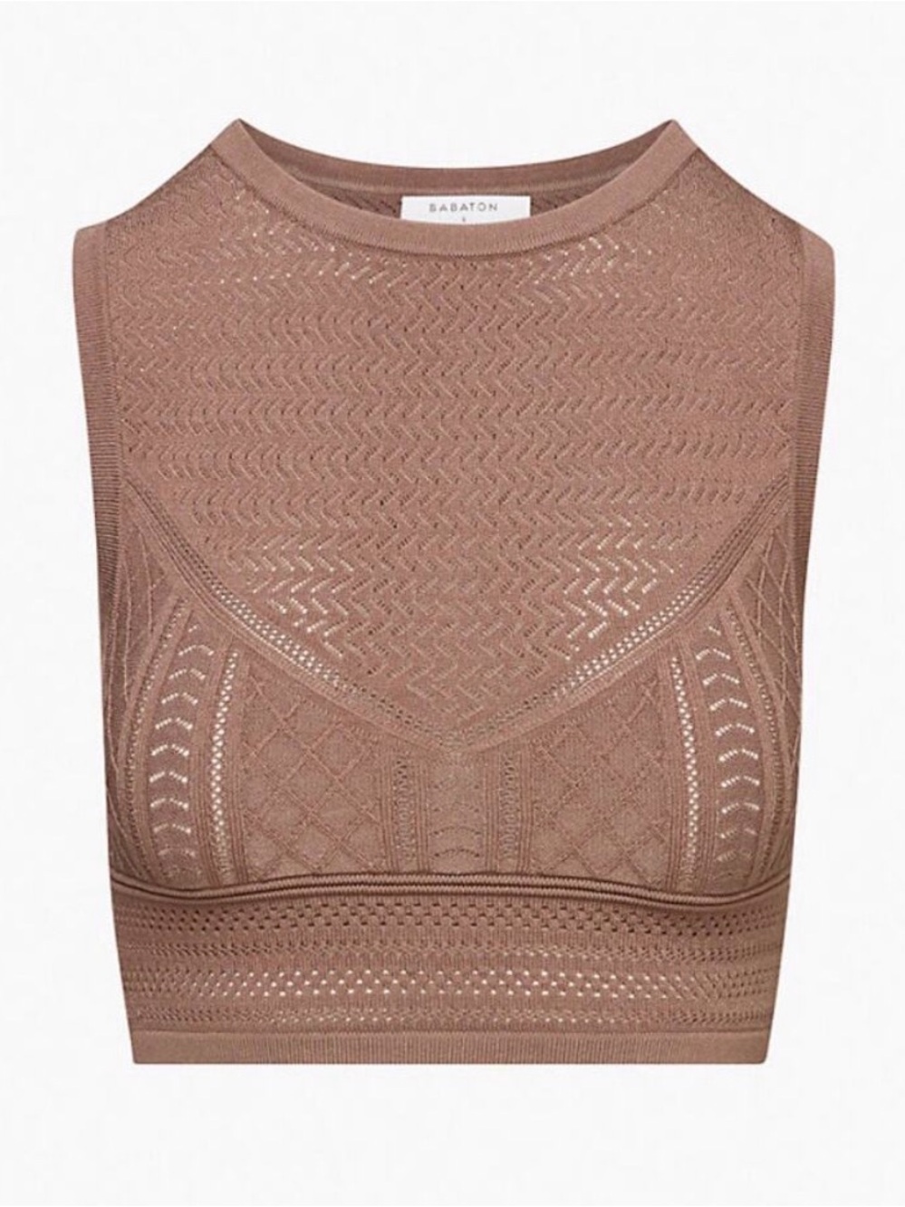 Aritzia Babaton Pointelle Sweater Tank Top in Taupe — Size S